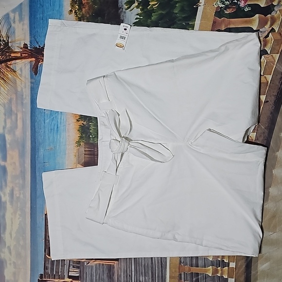 Talbots White Belted Pants Size 6 NWT‎ - Picture 2 of 7